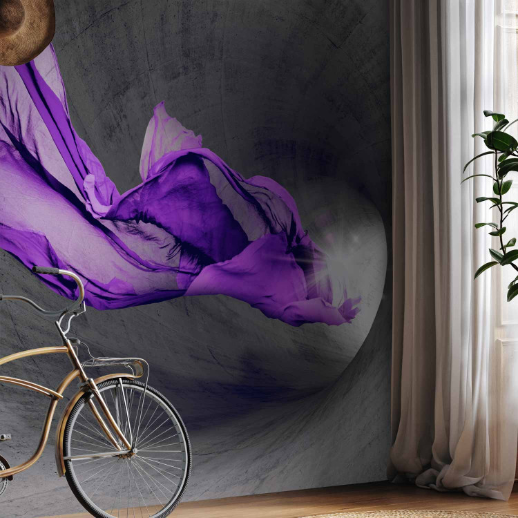 Photo Wallpaper Abstract Spirit - Purple Fabric Motif in Gray Concrete Tunnel 64699 additionalImage 7